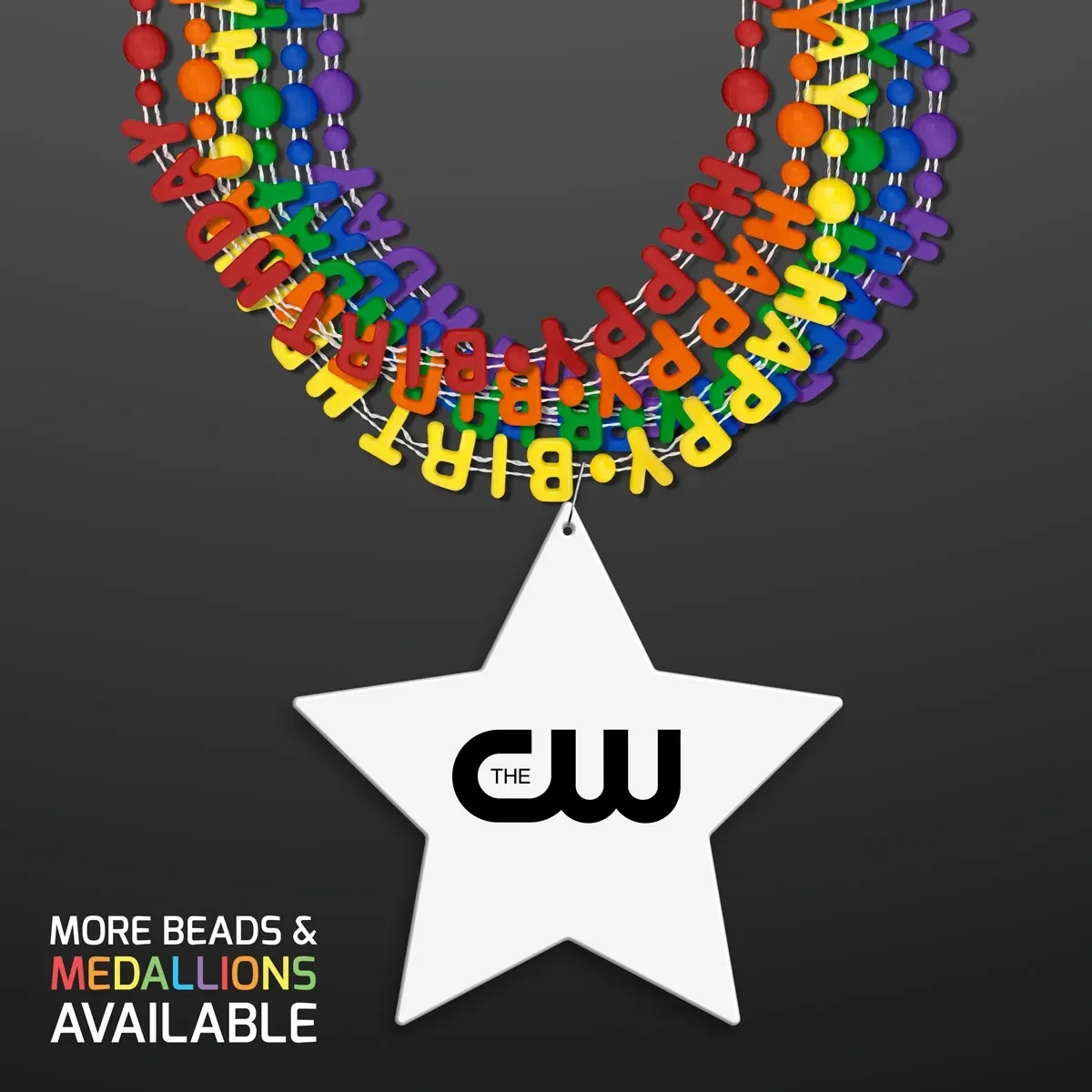 Happy Birthday Party Necklaces w/ Star Medallion (NO LED), promotional toy with logo imprint 1