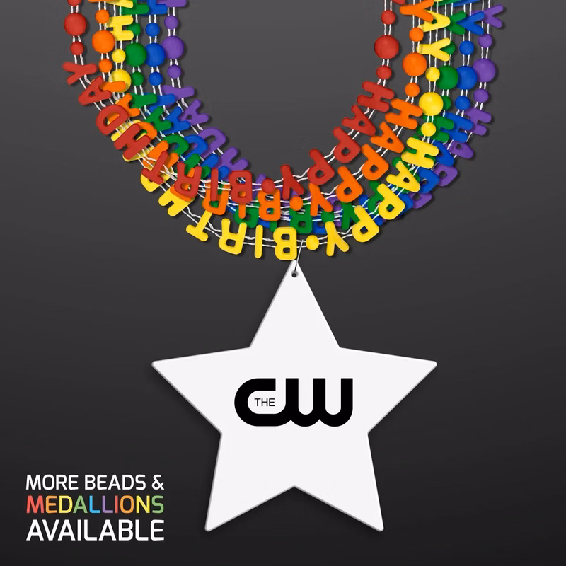 Happy Birthday Party Necklaces w/ Star Medallion (NO LED)