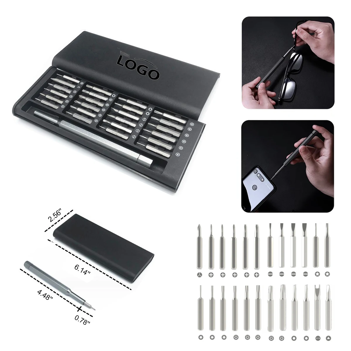MOQ50 24-in-1 Precision Screwdriver Kit with Aluminum Handle 1
