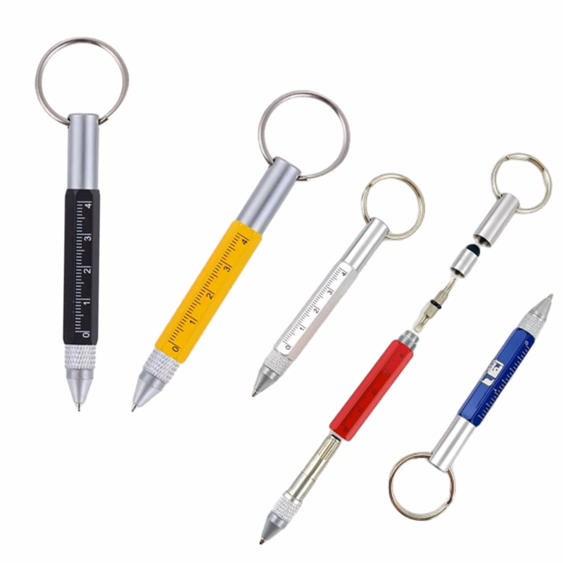Multifunctional Six In One Tool Stylus Pen With Key Chai