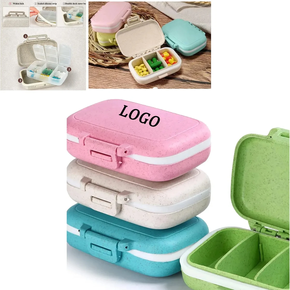Eco-Friendly Portable Wheat Straw Pill Organizer 1
