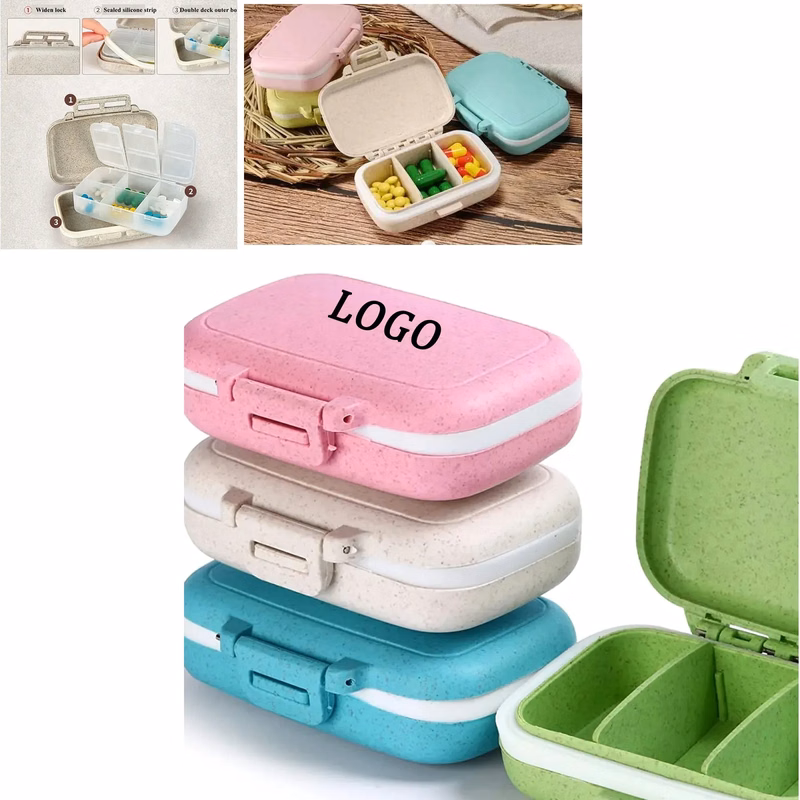 Eco-Friendly Portable Wheat Straw Pill Organizer