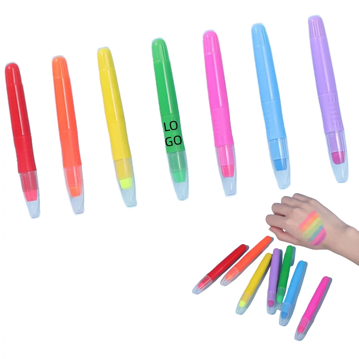 7-Color Luminous Body Paint Crayon Set 1