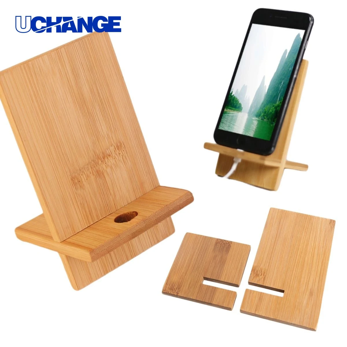 Desktop Wooden Mobile Phone Holder Bamboo 1