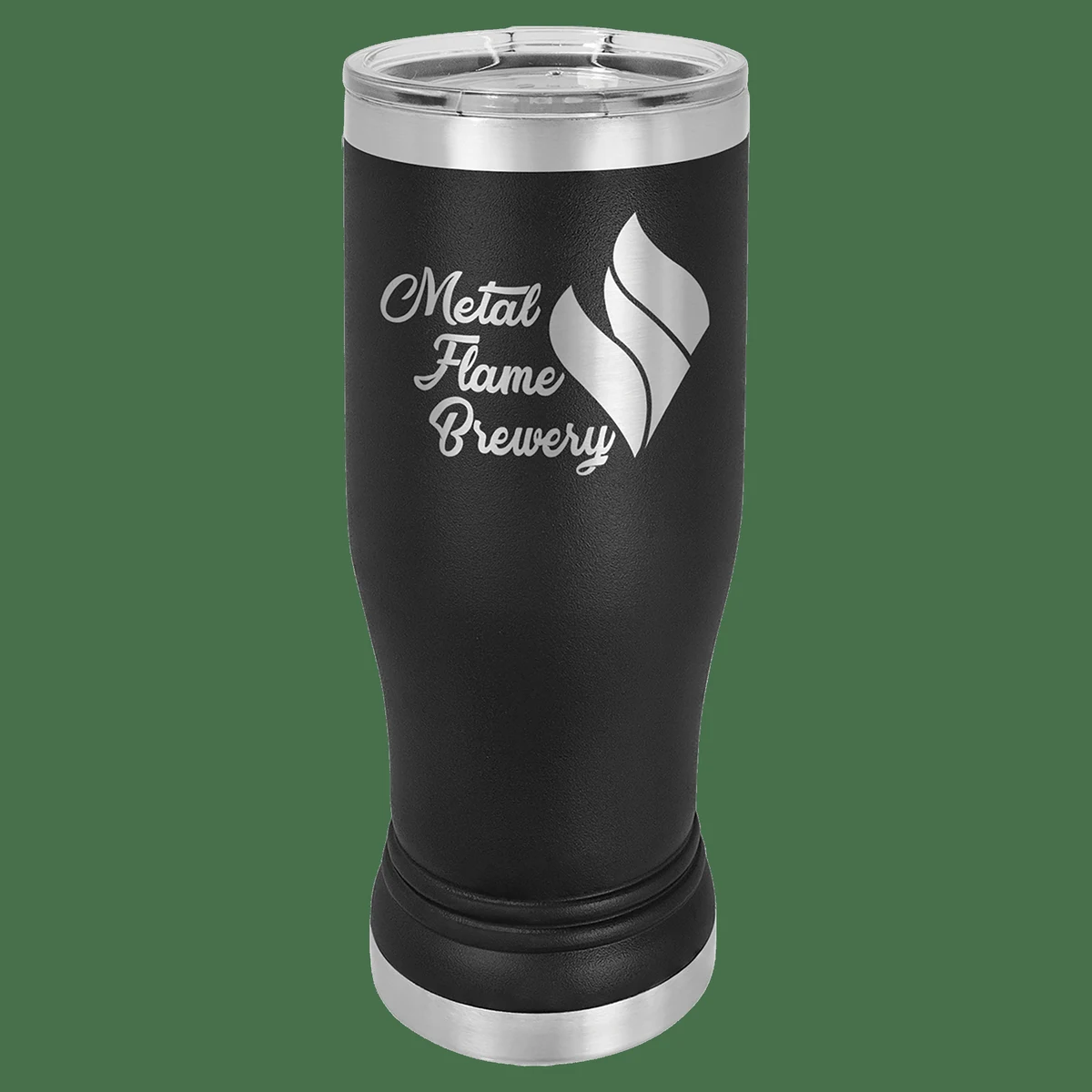 14 oz. Black Laser Engraved Polar Camel Pilsner Tumbler w/Clear Lid 1
