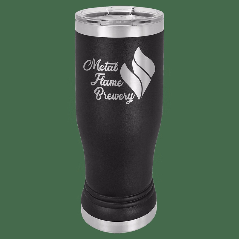 14 oz. Black Laser Engraved Polar Camel Pilsner Tumbler w/Clear Lid