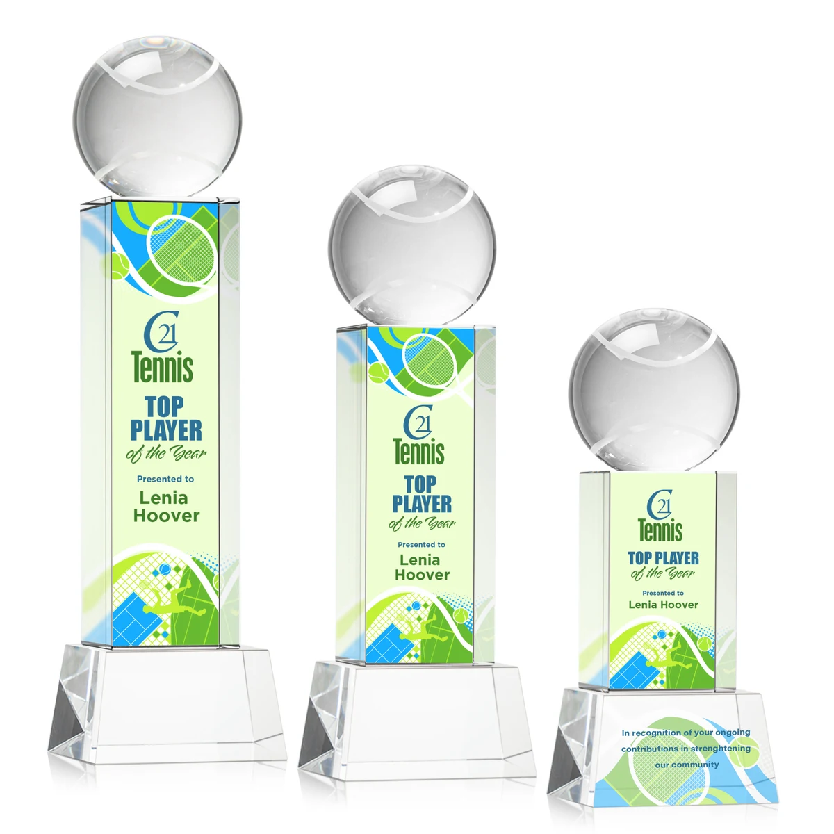 Tennis Ball VividPrint™ Award on Belcroft - Clear 1