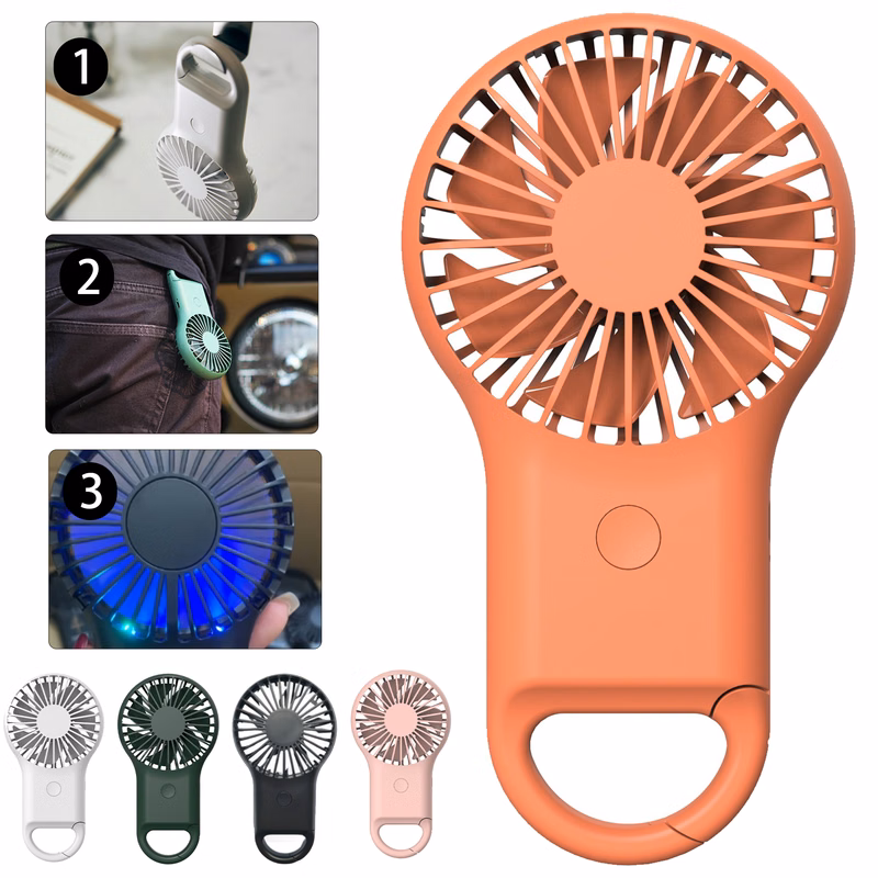 MOQ30 Compact Carabiner Mini Fan with Built-in LED Light