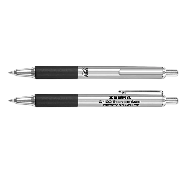 Zebra Stainless Steel Retractable Gel Pen With Rubber Grip 1