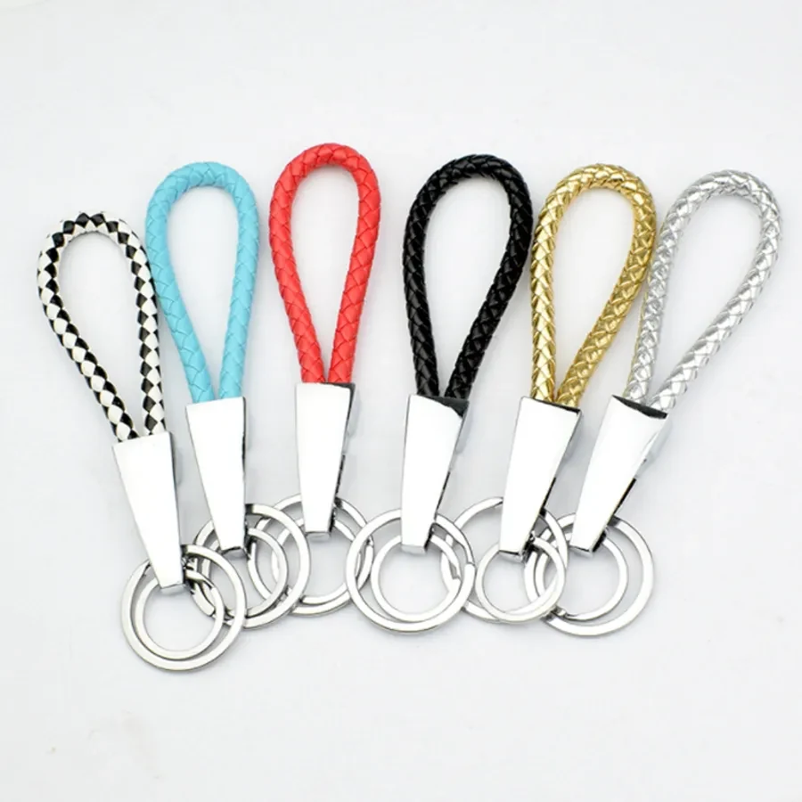 Braided Leather & Metal Keychain 1