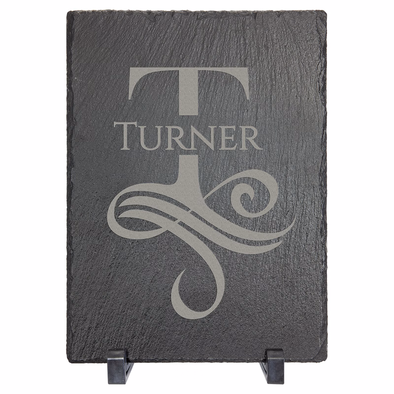 7" x 5" Charcoal Gray Rectangle Slate Decor with Plastic Feet