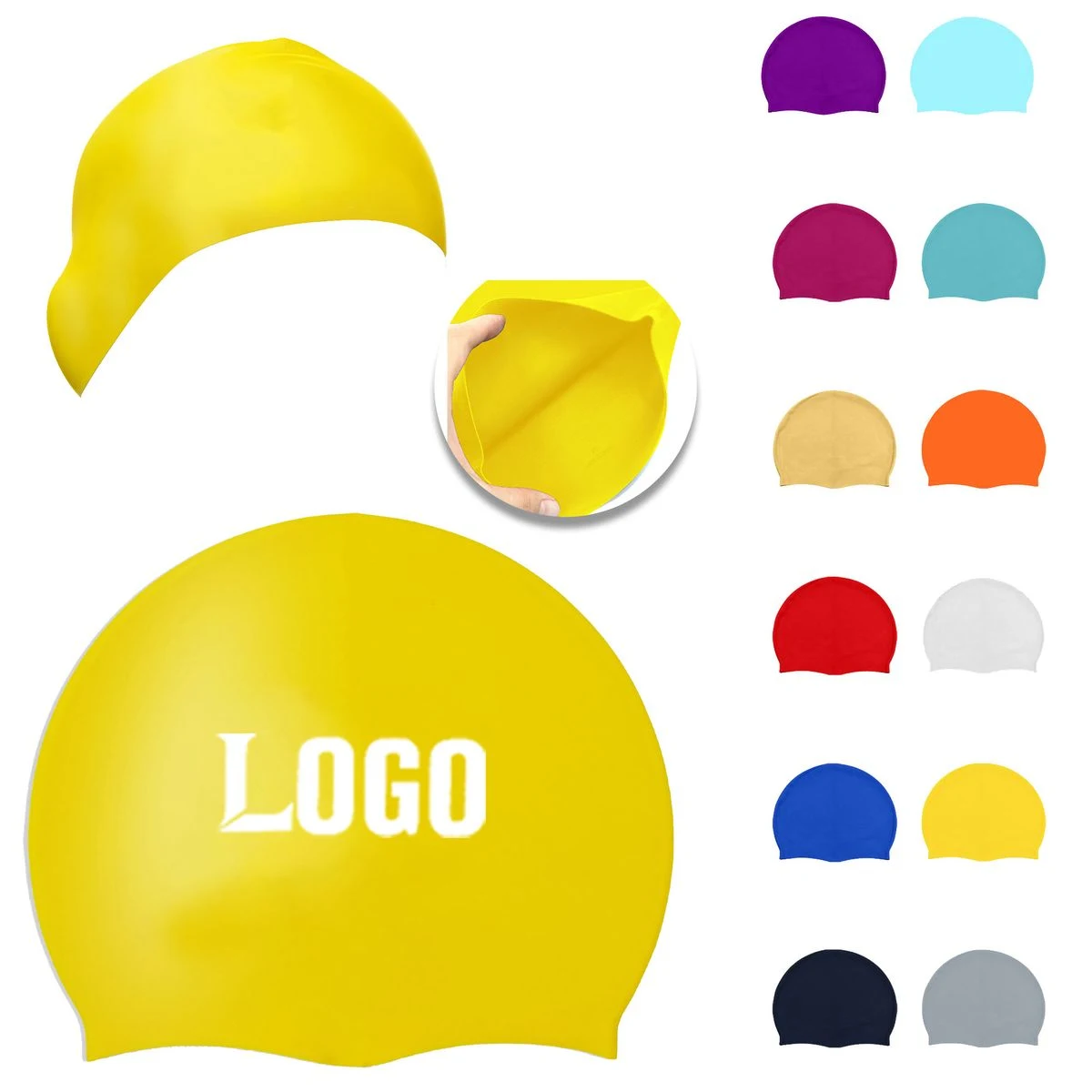 Durable Silicone Swimming Caps Custom Logo Full Color For School And Sports 1