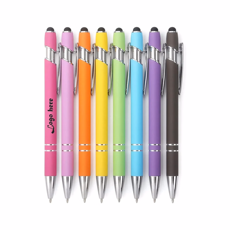 Rainbow Rubberized Soft Tactile Ballpoint Pen