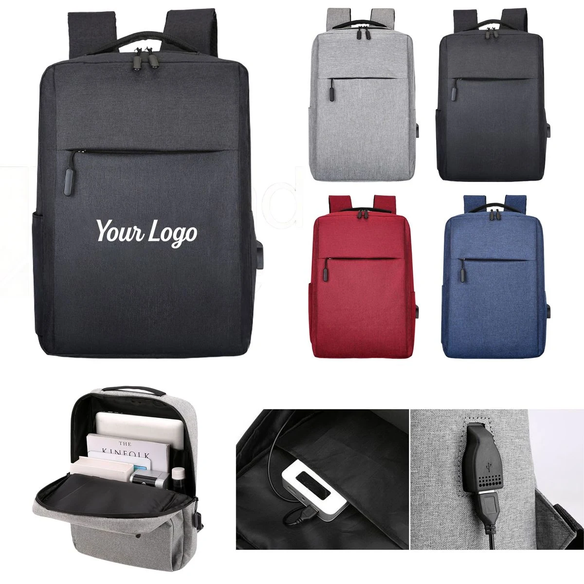 Multi-Compartment USB Laptop Backpack 1