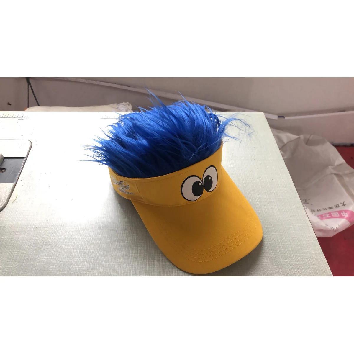 Sun Visor Cap With Wig 1