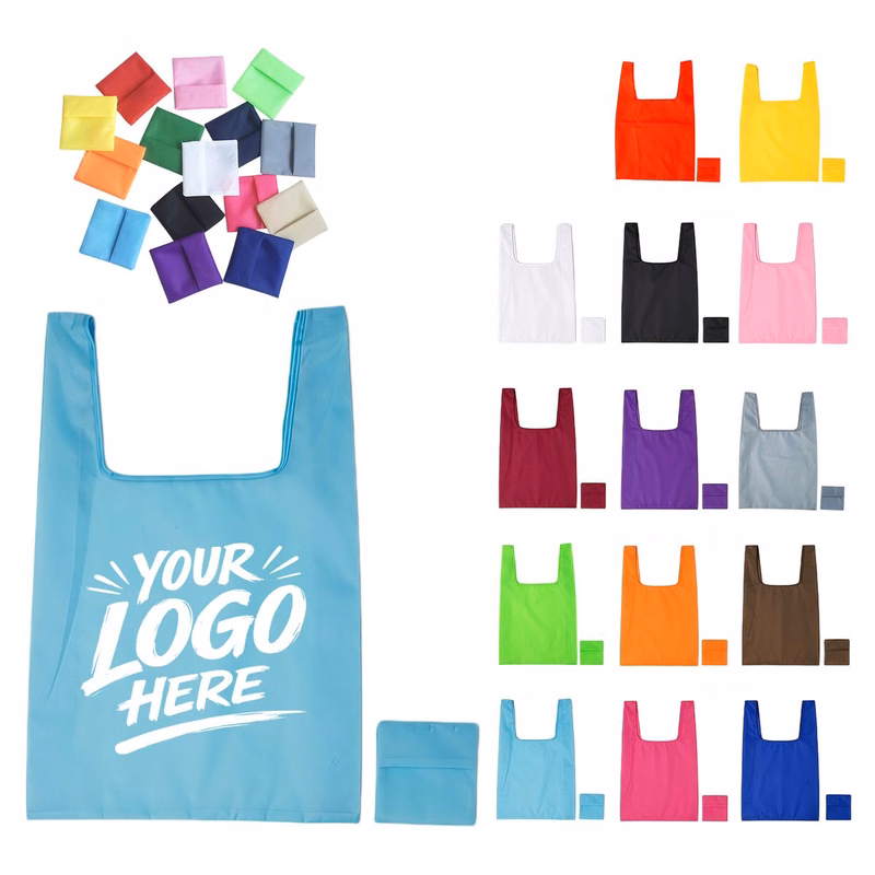Foldable Polyester Shopping Tote With Pouch Reusable