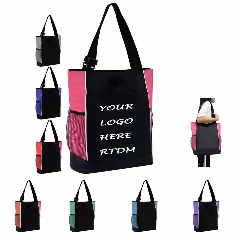 Unisex Custom Print Logo Design Polyester Shopping Tote Bag