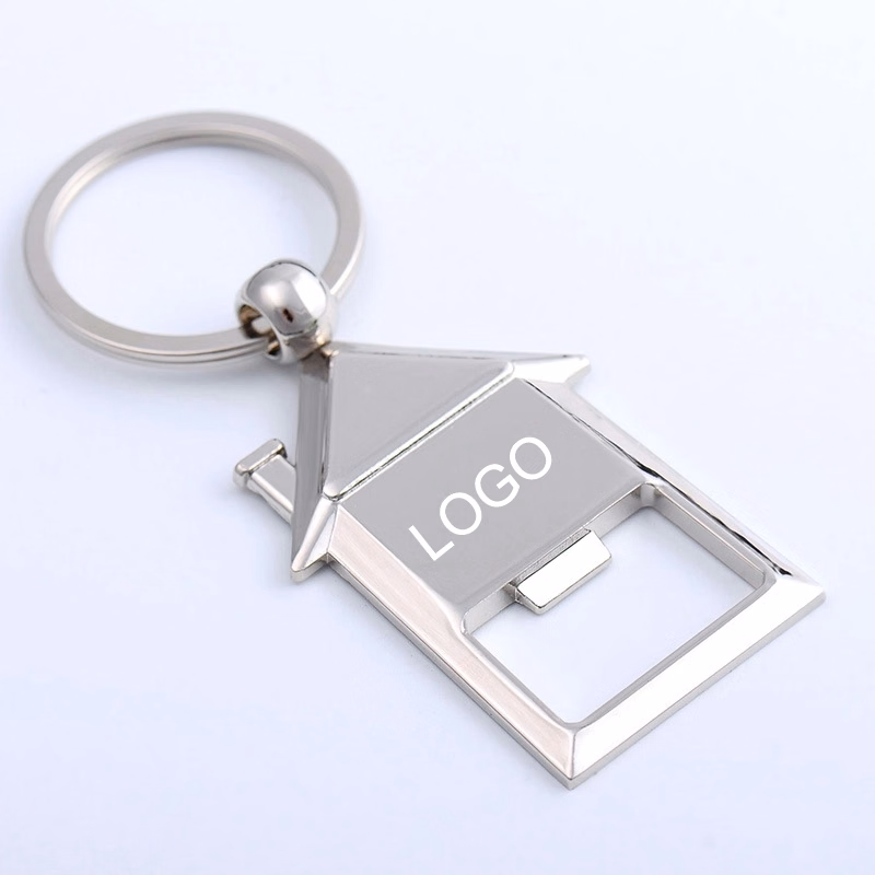 House Shaped Metal Keychains with Bottle Opener
