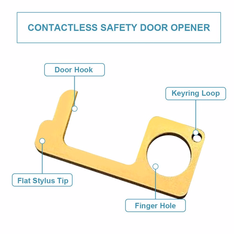 Hygienic Antimicrobial Brass Door Opener & Stylus