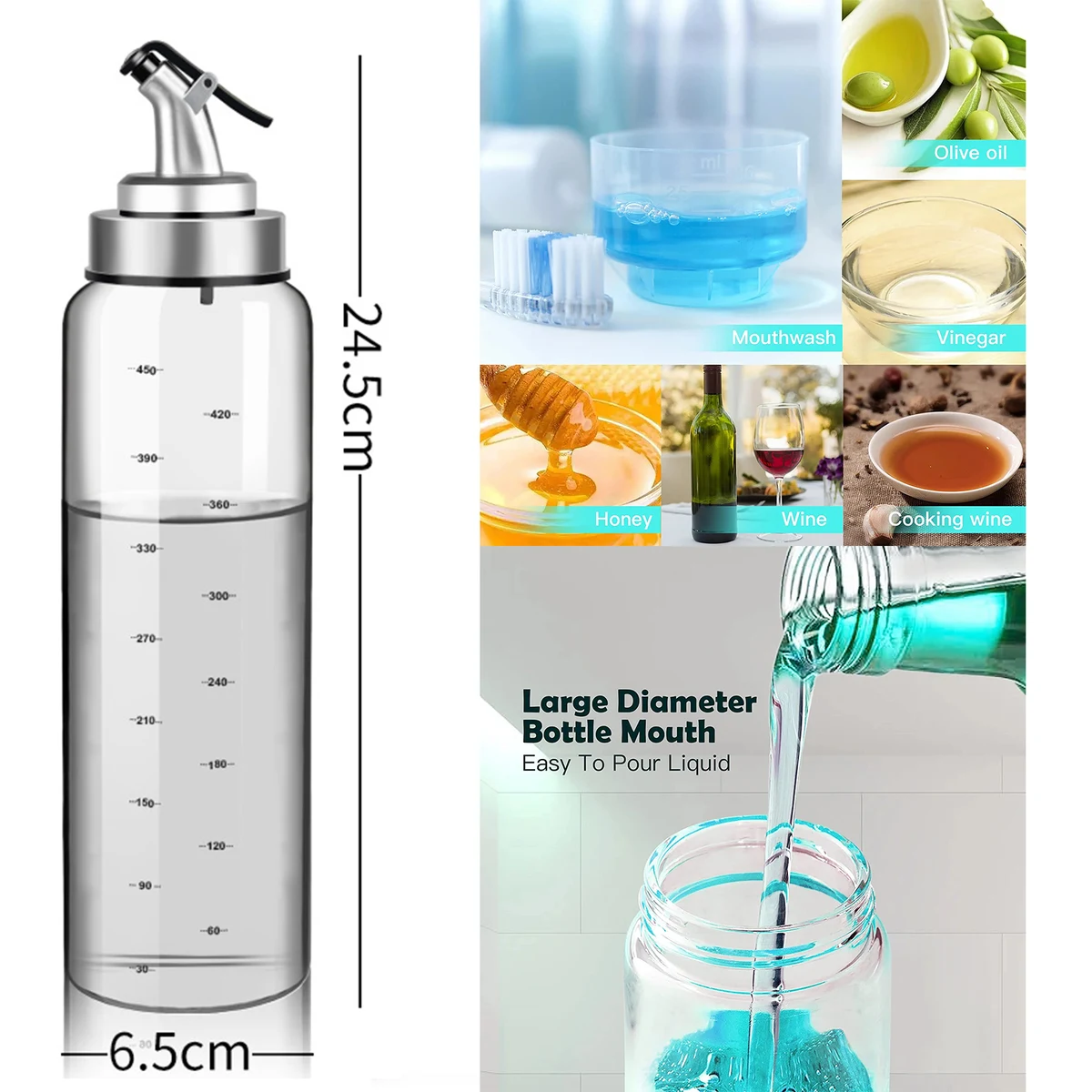 17 oz Glass Mouthwash Decanter Dispenser 1