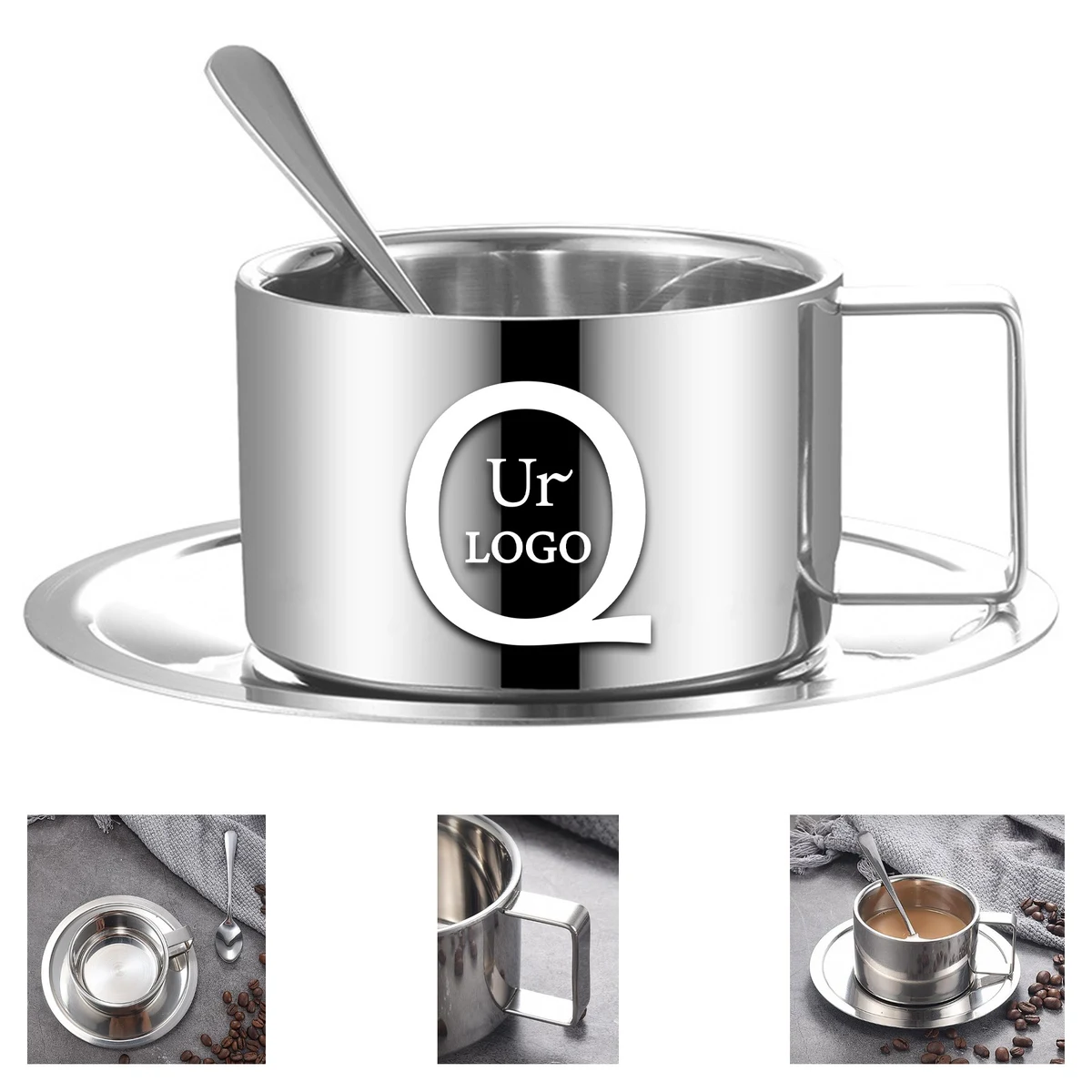 6.76 Oz Coffee Mug W/ Saucer And Spoon 1