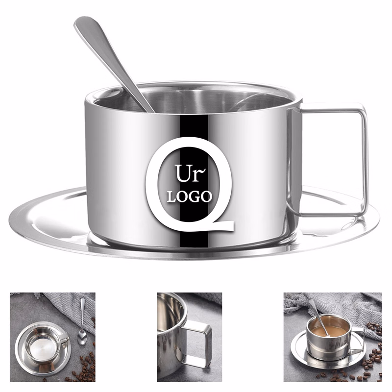 6.76 Oz Coffee Mug W/ Saucer And Spoon
