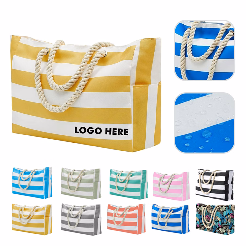 Cotton Canvas Beach Bag With Zipper