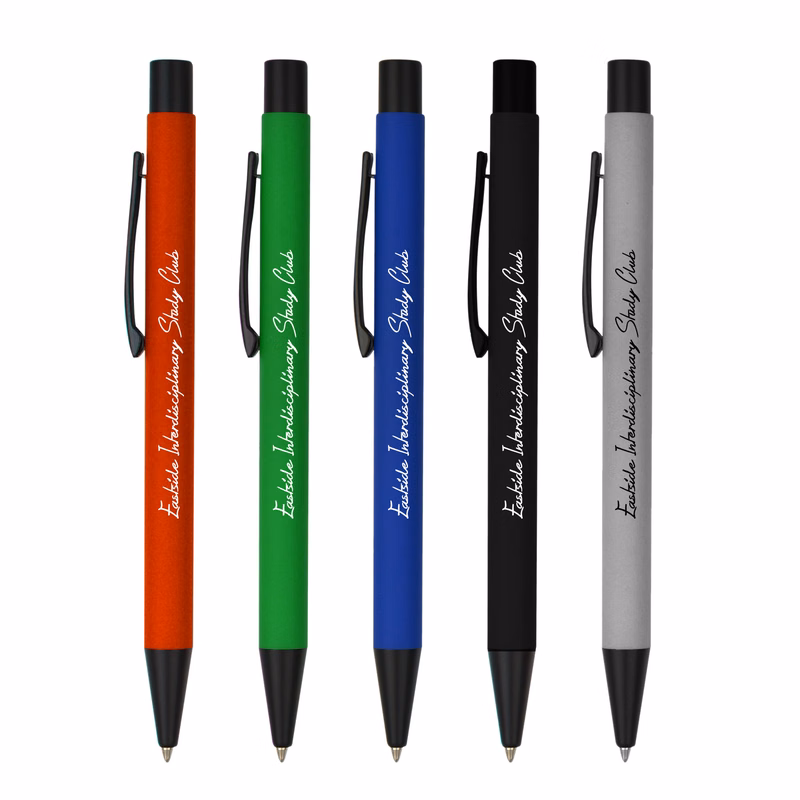 Soft Rubber Click Metal Ballpoint Pen with Chrome Engraving