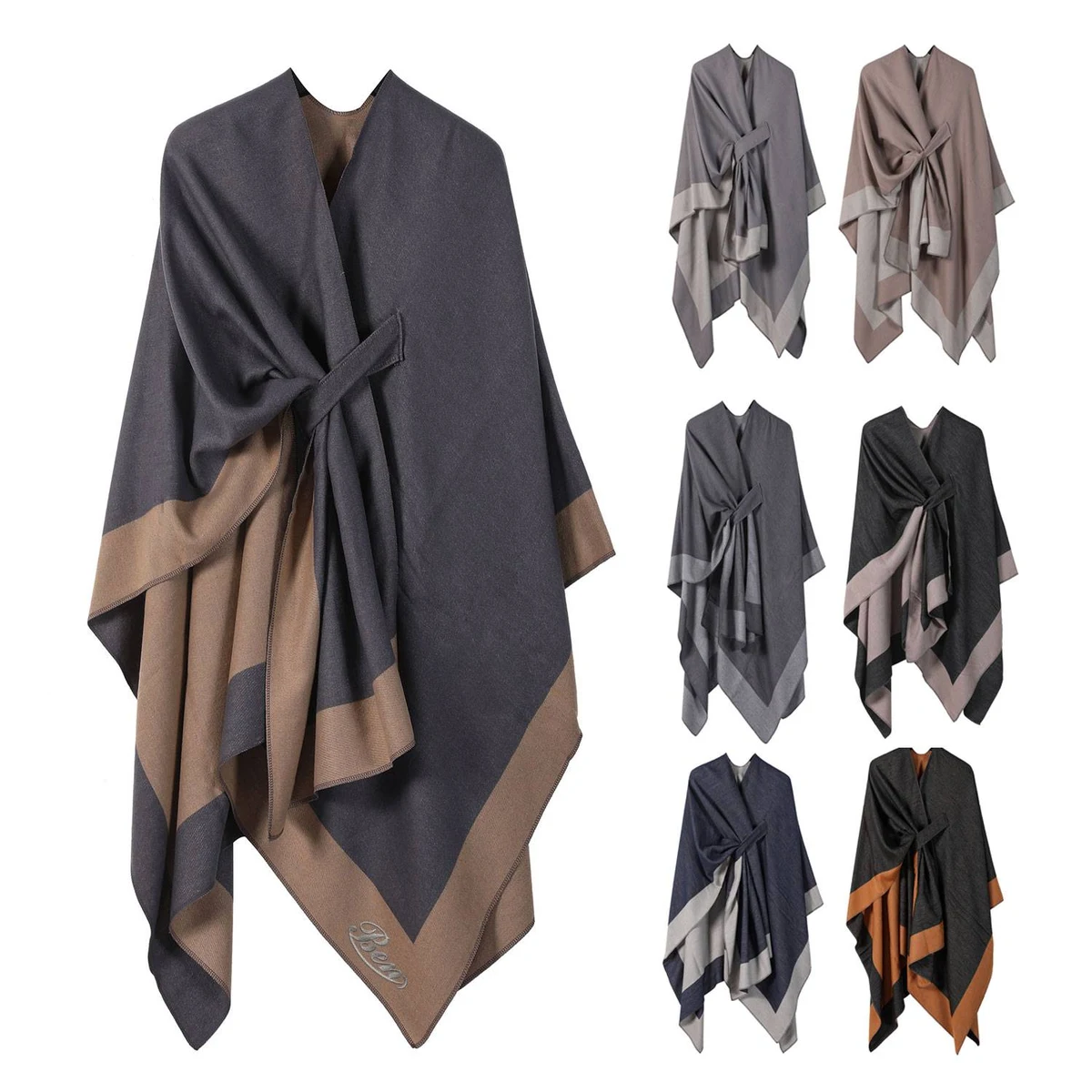 Simple Multi-functional Warm Shawl Outwear 1