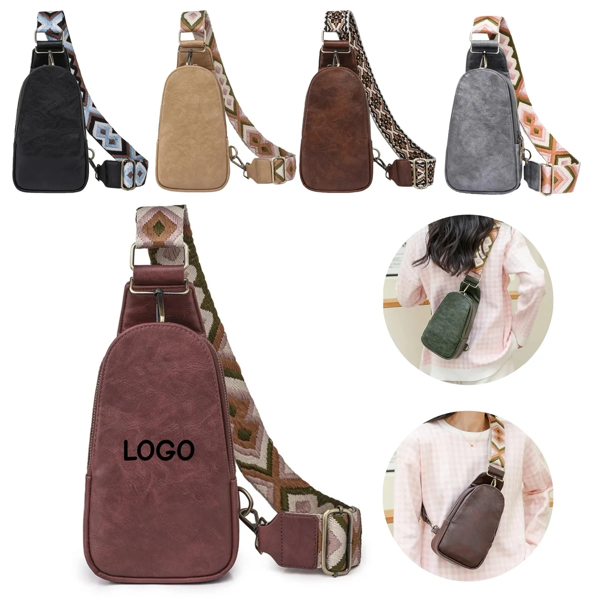 Vintage Leather Crossbody Bag For Women Chest Bag 1