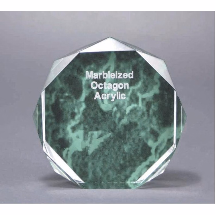 5" Green Marble Octagon Acrylic Award