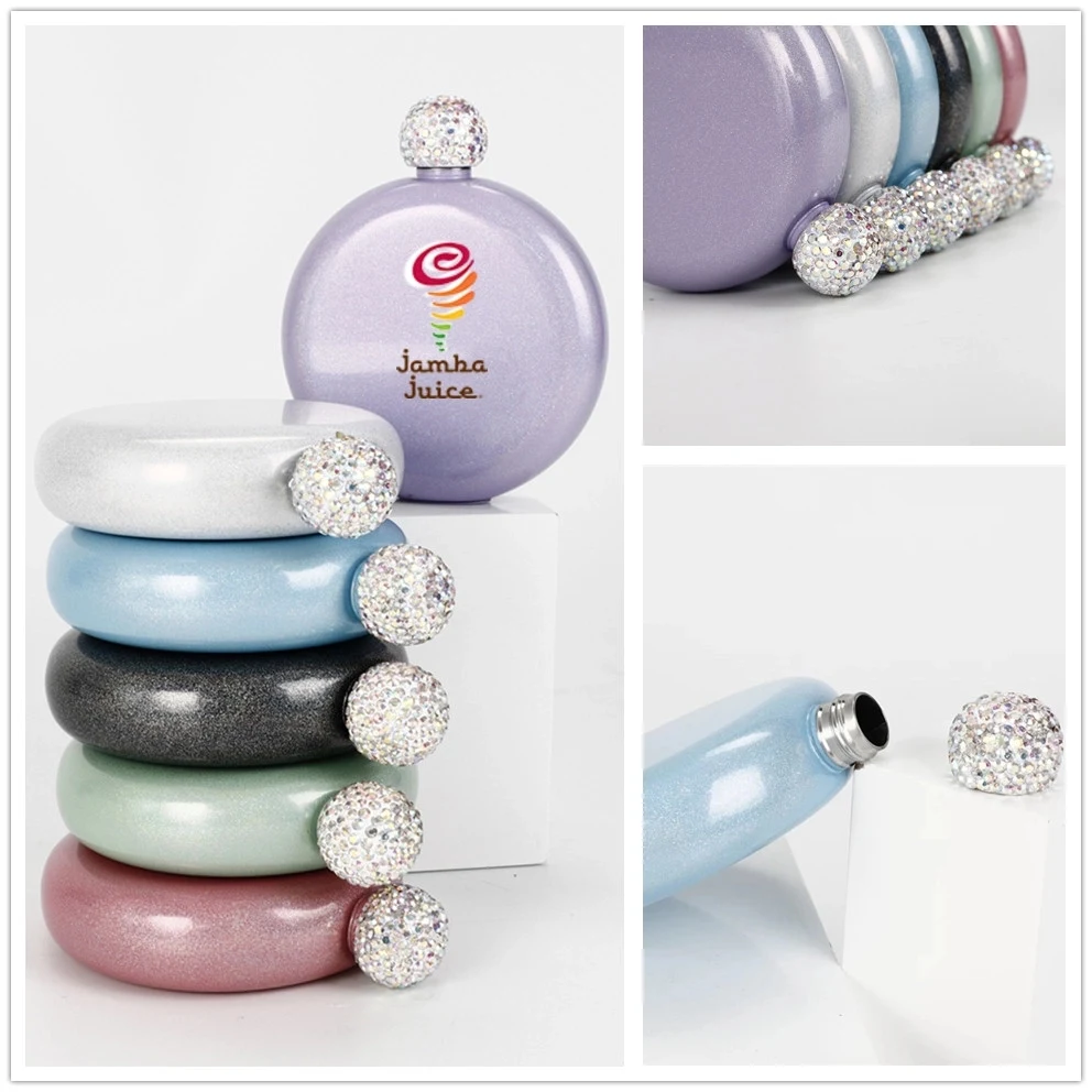 Booze Shot Flask for Women-AB Crystal Lid 1