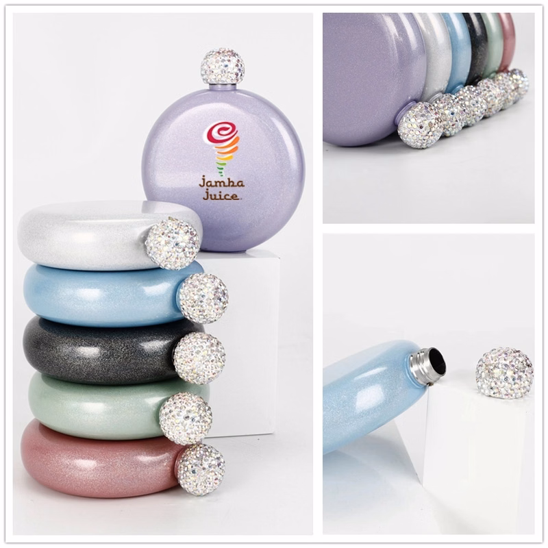 Booze Shot Flask for Women-AB Crystal Lid