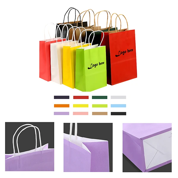 MOQ50 Custom Coloured Kraft Paper Tote Bag With Handles 1
