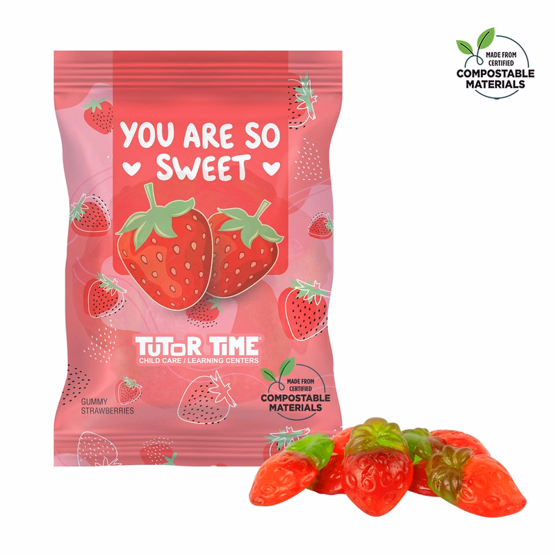 4 oz. ECO-Digibag™, Compostable & Full Color, 3D Gummy Strawberries