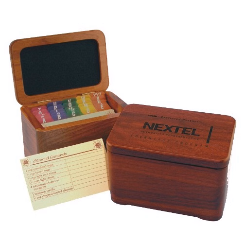 Wood Card File Box, 6 x 4 x 4"