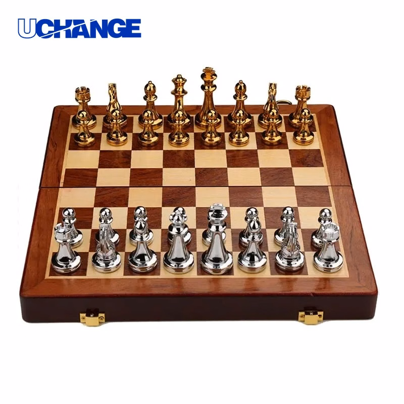 Folding Retro Metal Chess Set Portable Strategy Game for Travel & Gifts