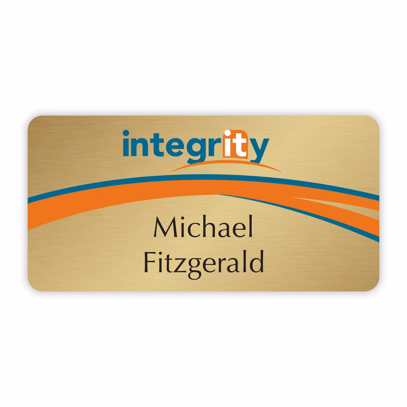 1" Wx3"L Aluminum Name Badge w/Full Color Imprint & Personalization
