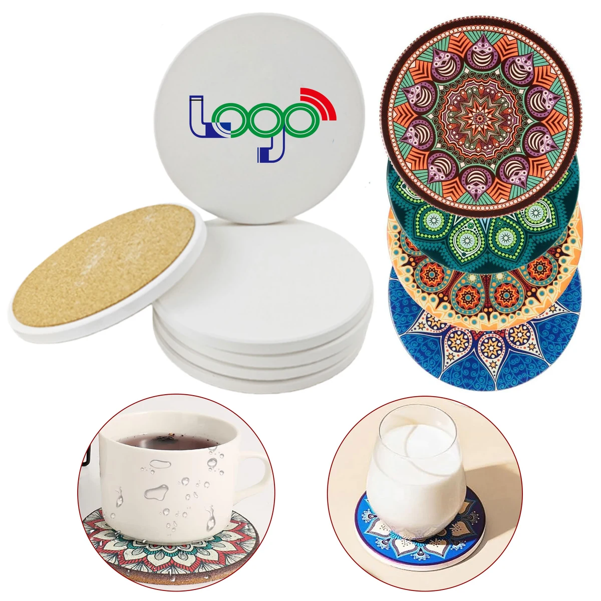 MOQ20 Customizable 4 Inch Ceramic Coasters 1