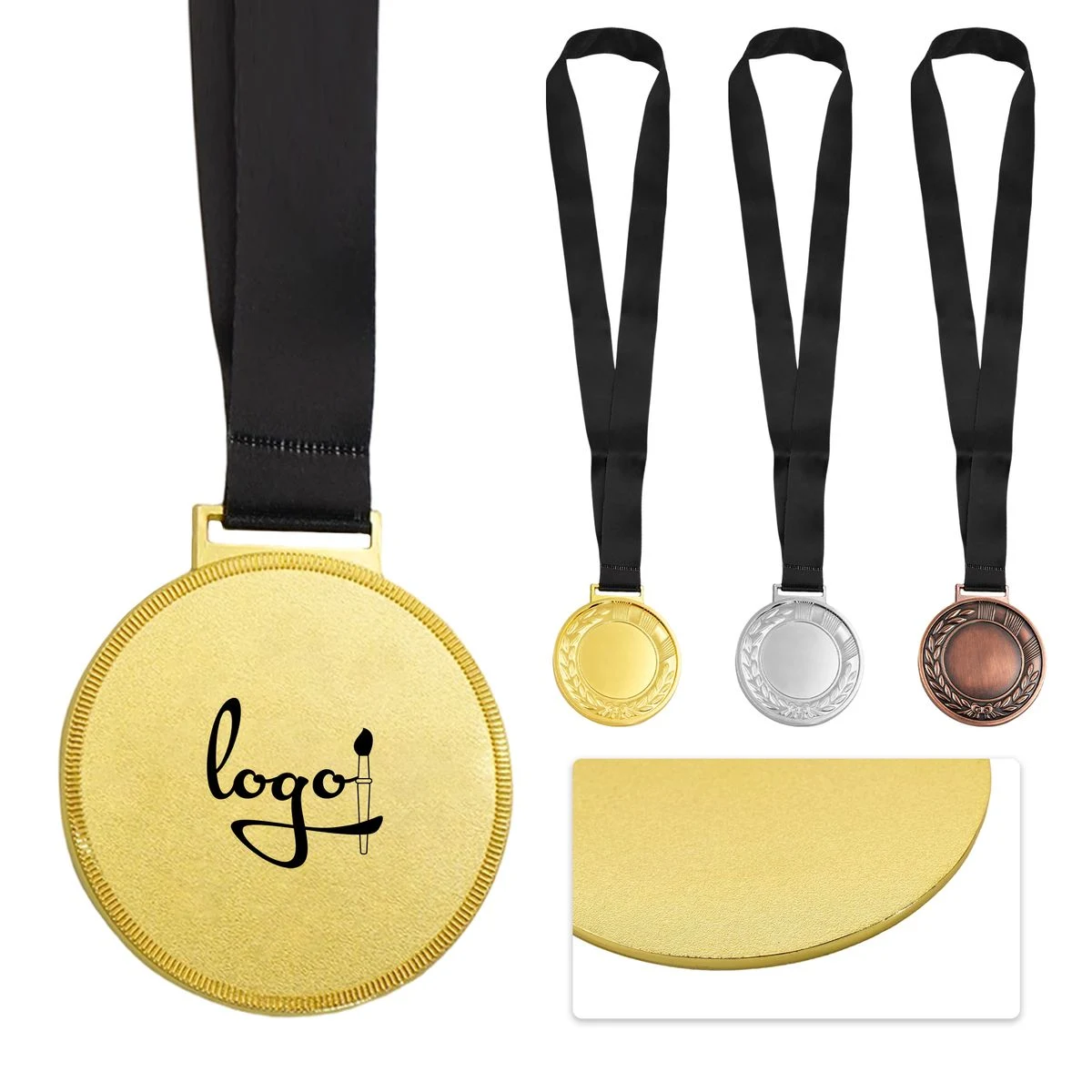 Custom 2" Sports Gold Medal with Ribbon 1