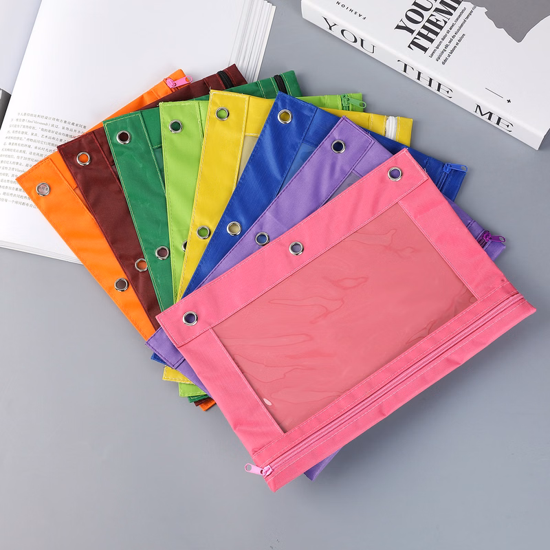 3 Ring Zippered Binder Pencil Pouch with Zipper Pulls