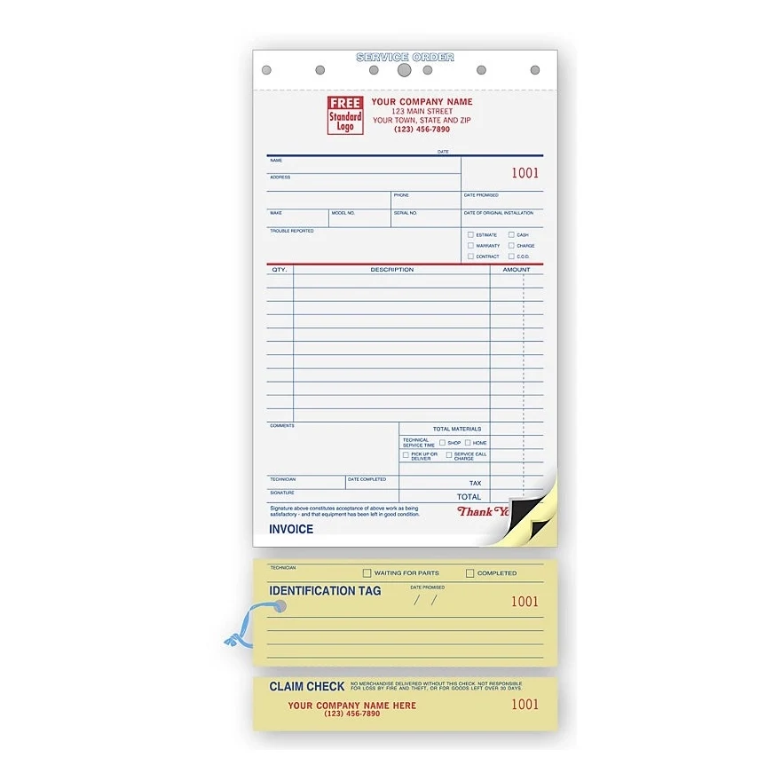 Compact Service Order w/ Claim Check & I.D. Tag 1