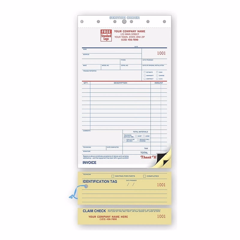 Compact Service Order w/ Claim Check & I.D. Tag