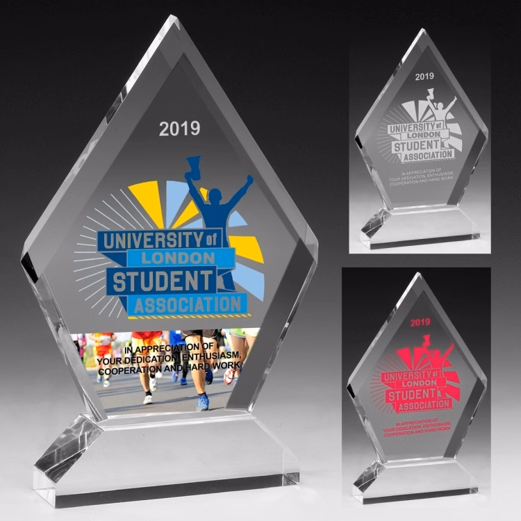 Multi-Faceted Acrylic Award - 6" x 7 1/2"- 4 Color Process