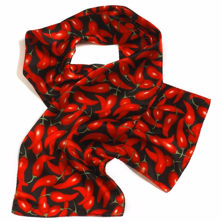Large Pepper Ladies Silk Scarf - 8"x45"
