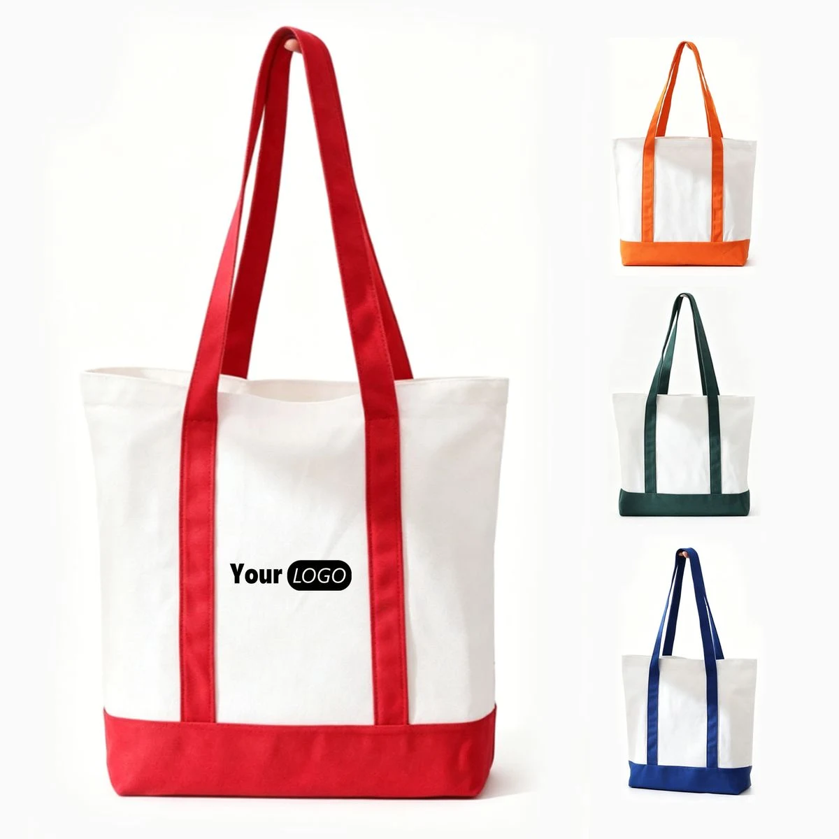 Spliced Poly Cotton Blank Canvas Hand Bag, custom tote bag with logo imprint 1