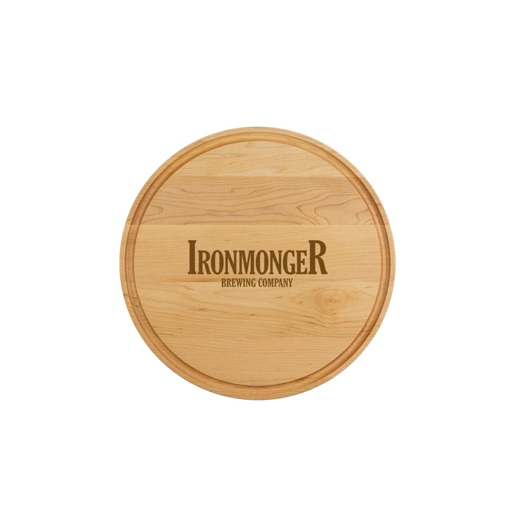 Large Maple Round Cutting Board with Juice Groove 13-1/2"x3/4" 1