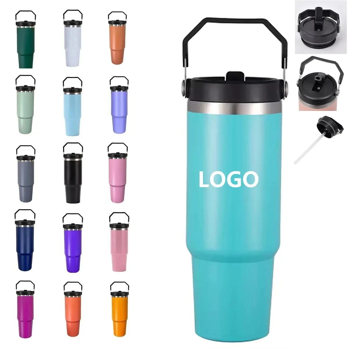 30 oz IceFlow Stainless Steel Tumbler with Straw Drinkware 1