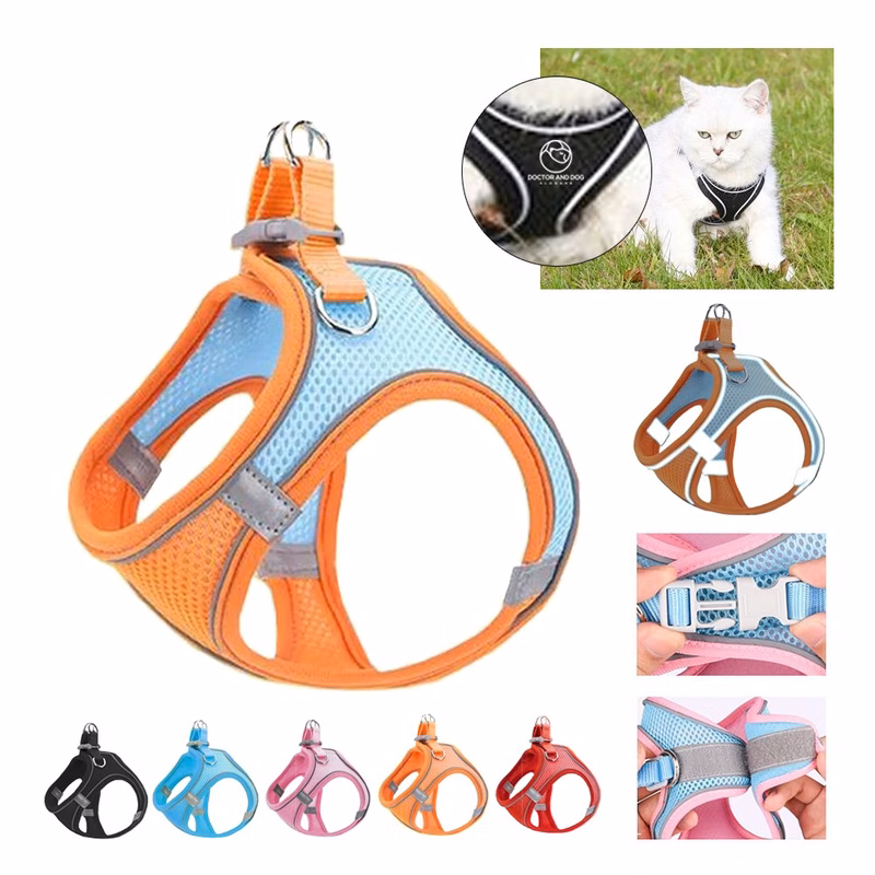 Breathable Mesh Pet Harness & Leash Set With Reflective Strips For Small/Medium Dogs