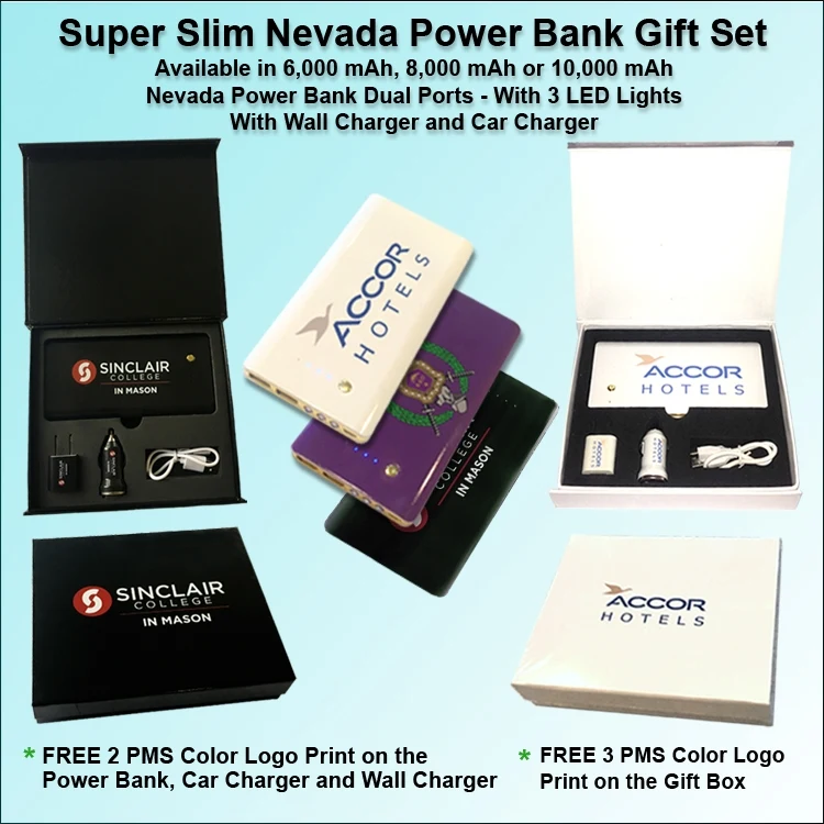 Super Slim Nevada Rubberized Finish Power Bank Gift Set 8000 mAh 1